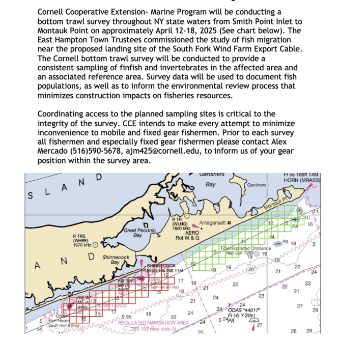 Cornell Bottom Trawl Survey Notice / Spring 2025